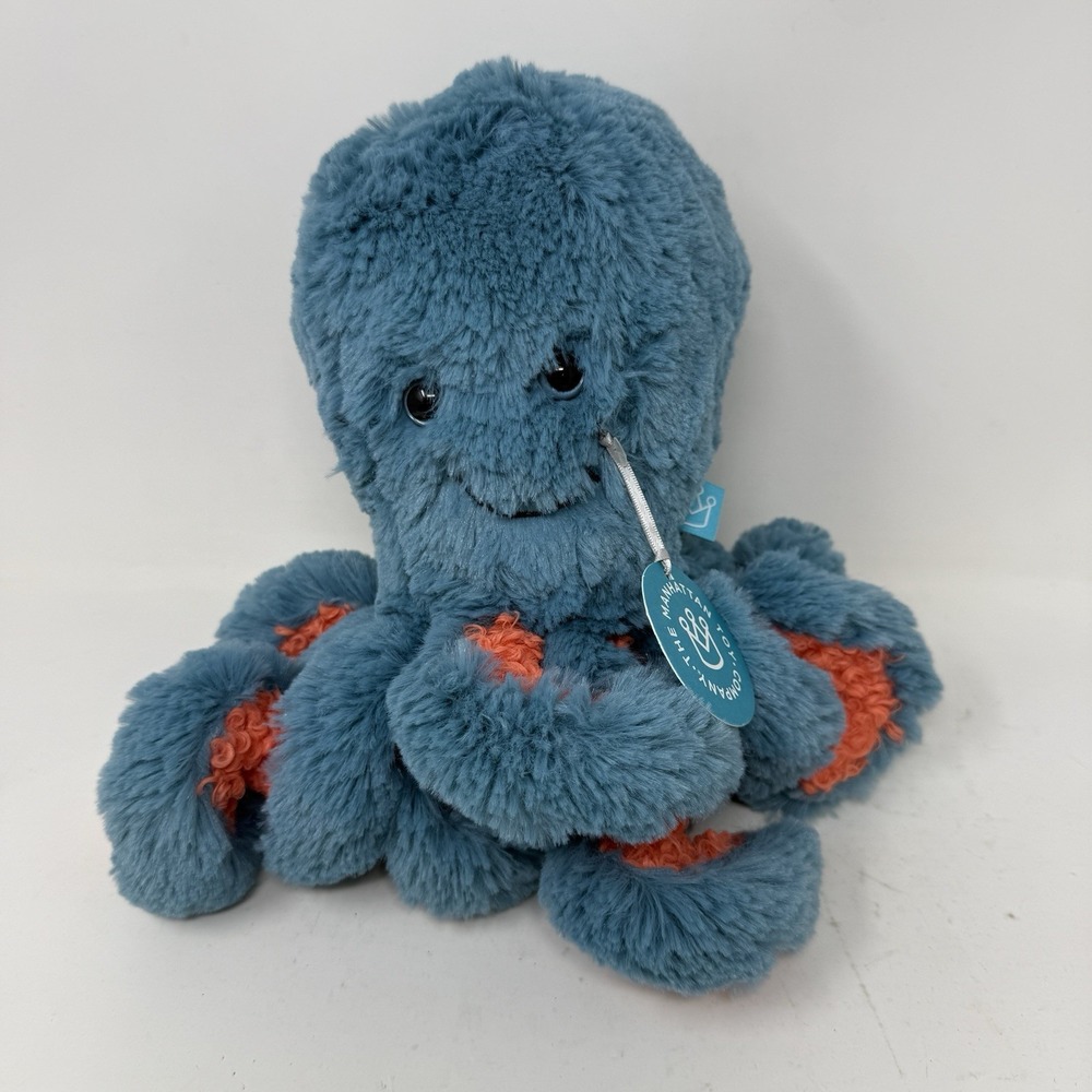 Manhattan Toy Co Plush Octopus Stuffed Animal 8" Blue & Orange Soft Cuddly